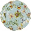 Clayre & Eef Modrý porcelánový dezertný tanier s kvetmi Flower Ori 20 x 2 cm