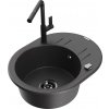 MEXEN/S MEXEN/S - Kevin granitový drez 1-miska s odkvapkávačom vrátane batérie Flora, čierna kropenatá 6517-76-670401-70-B