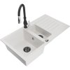 Mexen Matias, 1,5-komorový granitový drez 900x505x200 mm a drezová batéria Savita, biela, 6502-20-672601-70