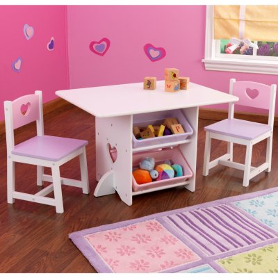 KidKraft detský stôl Heart s dvoma stoličkami a boxy od 137 € - Heureka.sk