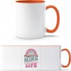 TTH Dvojfarebný Hrnček - Pozitívna myseľ, život - Biela / Oranžová - Standard - Darčeky PrintEQ - 250ml