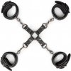 EasyToys Cuffs & Hogtie Set, putá a kríž pre bondage z umelej kože