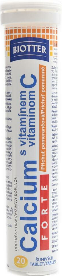 Biotter Calcium Forte s vit.C pomeranč 20 ks šum.tabliet