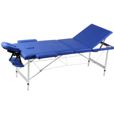 Petromila vidaXL Modrý skladací masážny stôl s 3 zónami a hliníkovým rámom
