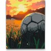 Vymalujsisam.sk Maľovanie podľa čísiel - Futbalová lopta pri západe slnka Veľkosť: 40x50cm, Rám: Na kartónovej doske