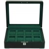 Úložný box na hodinky Rothenschild RS-3420-8-BL-GRE černý se zeleným sametem