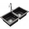 MEXEN/S MEXEN/S - Mario granitový drez 2-bowl vrátane batérie Telma, čierna kropenatý 6504-76-670200-00