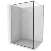 Mexen Kioto, sprchová zástena Walk-In 130 x 200 cm, 8mm číre sklo čierny vzor, brúsená oceľ profil, 800-130-101-97-70