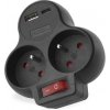 EMOS Rozbočovacia zásuvka s 2 vypínačmi a USB portami Ramirez čierna
