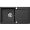 Samona, granitový zabudovateľný drez s odkvapom, 77x44cm, čierna, 30874504