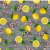 Impol Trade Obrus PVC 196B citróny na sivej vrecovine návin 20 m x 140cm