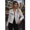 Max Original Leather Dámska kožená bunda 1266 Farba: Pure white, Veľkosť: S 40-42