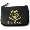Puzdro: na ruženec, zips - čierne s nápisom Ave Mária - KRZ012-05
