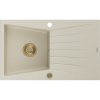 Mexen Cesar, granitový drez 775x470x190 mm, 1-komorový, béžová so zlatým sifónom, 6514771010-69-G