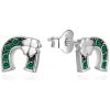 Agato Stříbrné náušnice Podkova se zelenými zirkony AGT-E168PGR