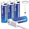 USB-C nabíjateľný 4x akumulátor XTAR AA Li-ion LR 3000mAh 1,5V 2,5A, indikátor nízkej Voltáže, chránený + Štvornásobný nabíjací USB-C kábel, Púzdro