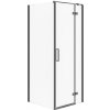 Cersanit Jota, rohový sprchovací kút 80 (dvere pravé) x 80 (stena) x 195 cm, 6mm číre sklo, čierny profil, S160-008