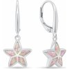 Brilio Silver Strieborné visiace náušnice Hviezdičky s ružovými opálmi EA1162WP