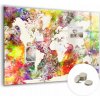 Magnetická tabuľa stierateľná za sucha Rozmer 100 x 70 cm Akvarelová mapa sveta