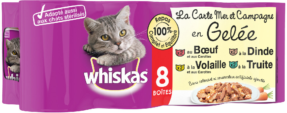 Whiskas La Carte rybí a mäsový výber v želé 8 x 390 g