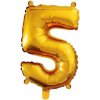 JUNIOR narodeninový balón, 32in 81cm, zlatý, číslo 5