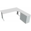 Hobis Pracovný stôl Flex, ergo, ľavý, 180x75,5x200,0 (80x40) cm, biela/kov