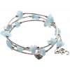 Nefertitis Akvamarín a oceľ módne náramok trojitý NF4988 - obvod cca 16 až 26 cm
