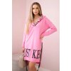 Hooded dress with print light pink ružová One size Kesi 5907302601001