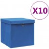 Úložné boxy s vekom 10 ks, 28x28x28 cm, modré-ForU-325198