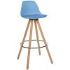 Design-Shop Barová stolička Corbin Round - koženka, natura rám - modrá