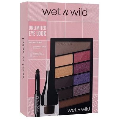 Wet n Wild Unlimited Eye Look barva paletka barev dárková sada: paletka očních stínů Color Icon 10 Panshadow Palette 10 g V.I. Purple + pomáda na obočí Ultimate Brow Pomade 2,5 g Brunette