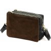 Dámska kožená crossbody kabelka Luka 26-024 hnedo-čierna 20 x 15 x 10 cm