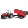 Bruder 02045 Traktor Massey Ferguson 7480 s vozidlom