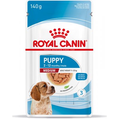 Royal Canin Medium Puppy - ako doplnok: mokré krmivo 20 x 140 g Royal Canin Medium Puppy kapsičky