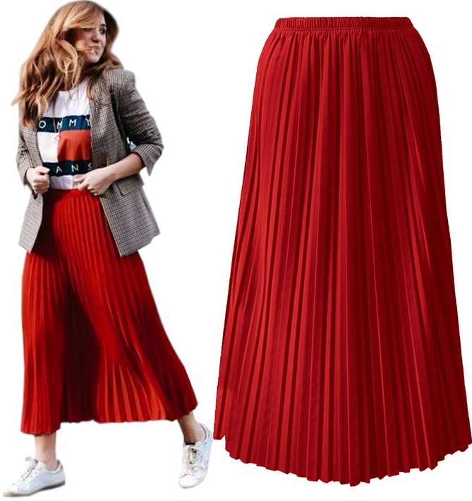 Dámska maxi skladaná plisovaná sukňa BRAND14 červená od 20 € - Heureka.sk