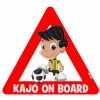abenys nálepka na auto - trojuholník s vlastným textom - postavička Kajo