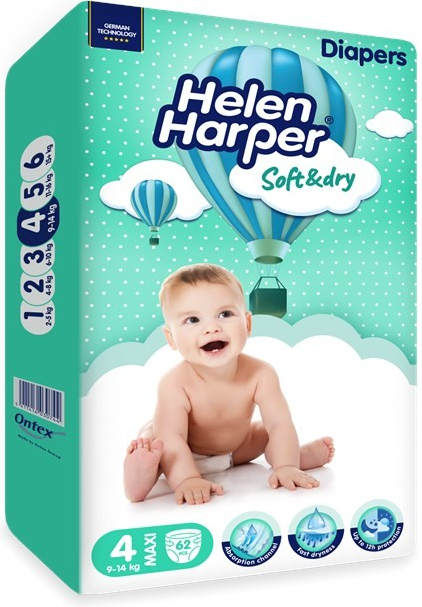 Helen Harper Soft&Dry Maxi 9-14 kg 62 ks