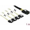 Delock Kabel Mini SAS SFF-8087 > 4 x SATA 7 pin 1 m kovový