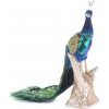 MagicHome Vianoce Dekorácia MagicHome Vianoce, Páv, modrý, páperový, 24x12x32 cm