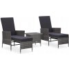 3-dielna záhradná sedacia súprava, vankúše, PE ratan, sivá