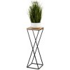 HowHomely Kvetinový stojan LOFT 70 cm čierny/dub lancelot
