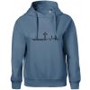 Jesus Saved My Life kríž ekg - Oversized mikina dámská Moon - kratšia + širšia - XL ( Denim )