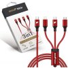 RhinoTech nabíjecí a datový kabel 3v1 USB-C (MicroUSB + Lightning + USB-C) 40W 1, 2m červená RTACC478