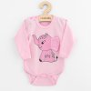 Dojčenské body s dlhým rukávom New Baby Happy Elephant pink 74 (6-9m)