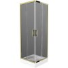 MEXEN/S - Rio sprchovací kút štvorec 70 x 70, grafit, zlato + vanička Rio vrátane výpuste 860-070-070-50-40-4510