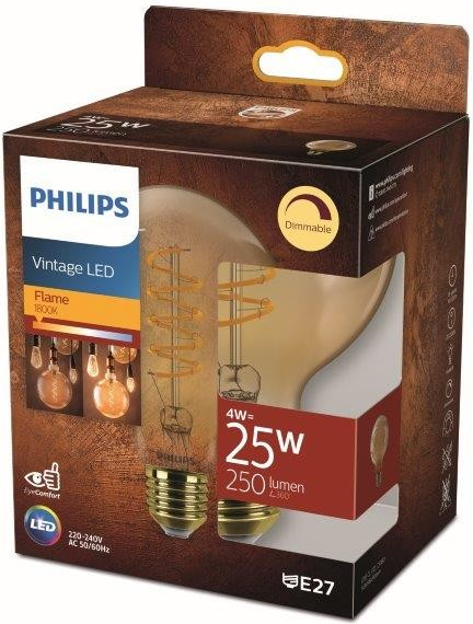 Philips LED žárovka E27 Vintage Classic D G93 5,5-25W SRT4 E27 2000K GOLD