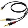 ProCab CLA713/3 - Kvalitný prepojovací audio kábel s konektormi 1x Jack 3.5mm Stereo 2x Jack 6.3mm Mono. Dĺžka kábla 3m