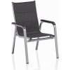 Kettler BASIC PLUS PADDED stohovateľné, hliníkové kreslo strieborná / antracit