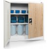 Jan Nowak Plechová skrinka s policami BEATA, 900 x 930 x 400 mm, biela/ dub sonoma