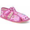 Barefoot papučky Baby bare - s prierezmi pink teddy ružové